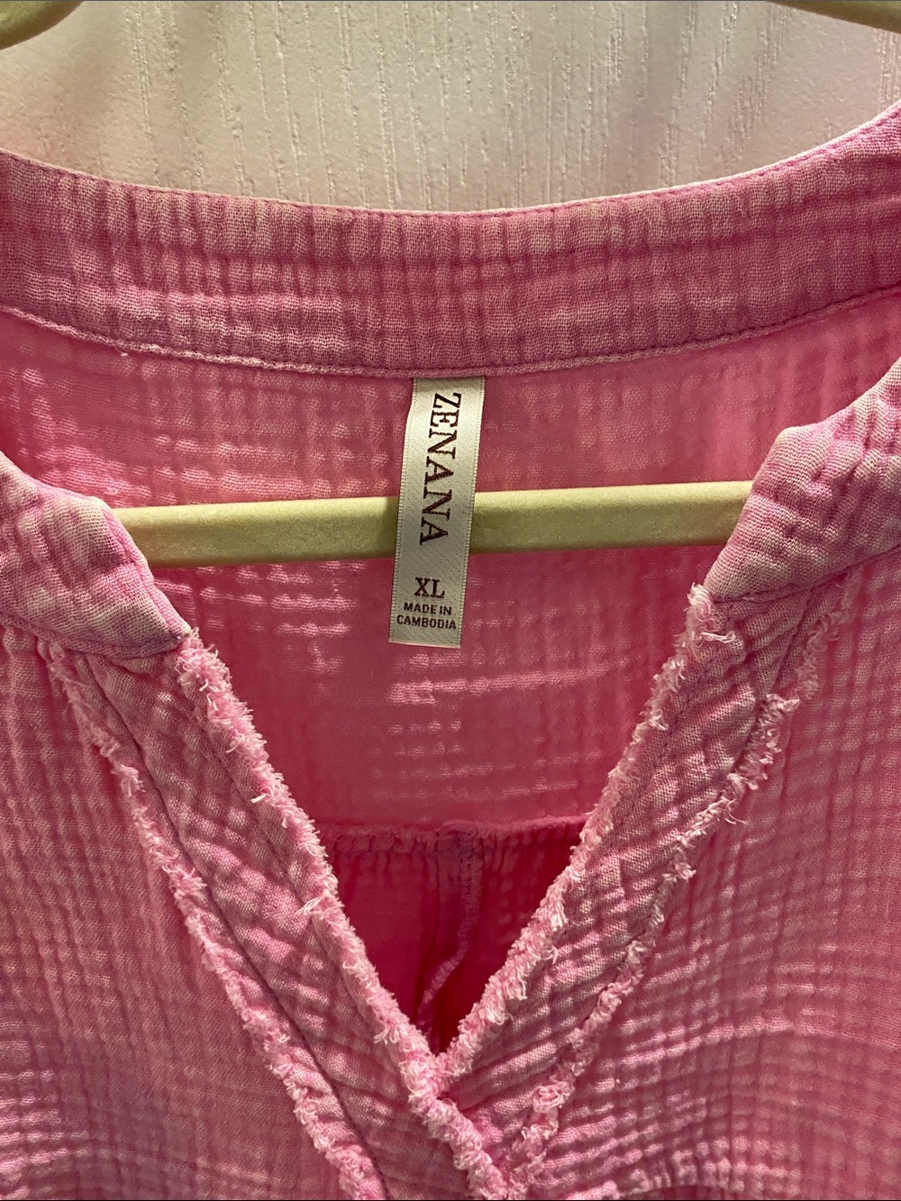 Zenana Outfitters Pink Gauze V-Neck Tunic Top